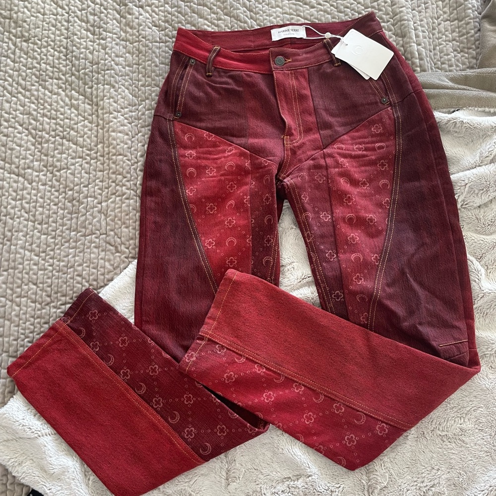 Marine Serre Red Straight Leg Jeans